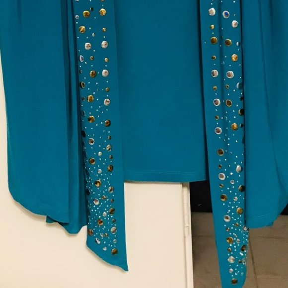 J.T.B. Woman size 18/20 short sleeved jacket with mock tank in aqua - Picture 7 of 12